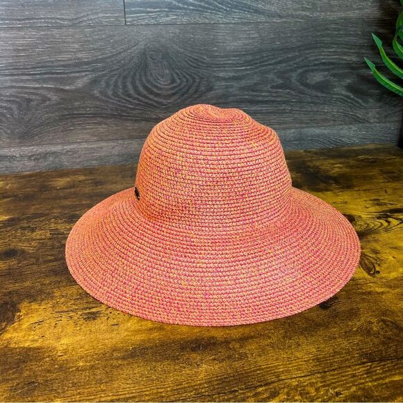 Betmar Gossamer Packable Straw Sun Hat, Tropical Multi (Coral/Purple/Yellow) NWT - Picture 6 of 13